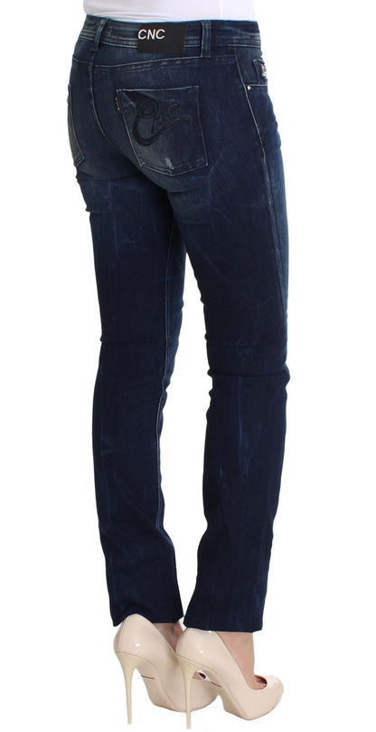 Blue wash Costume National CNC slim fit skinny jeans in cotton and polyester