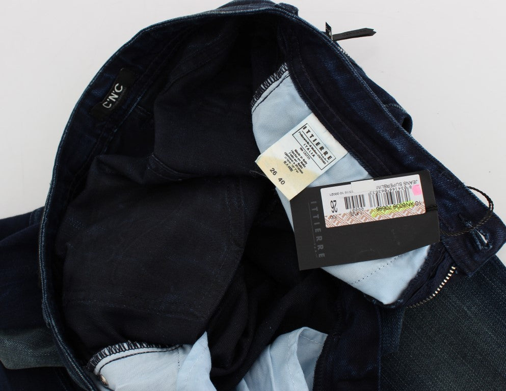 Blue wash Costume National CNC slim fit skinny jeans in cotton and polyester