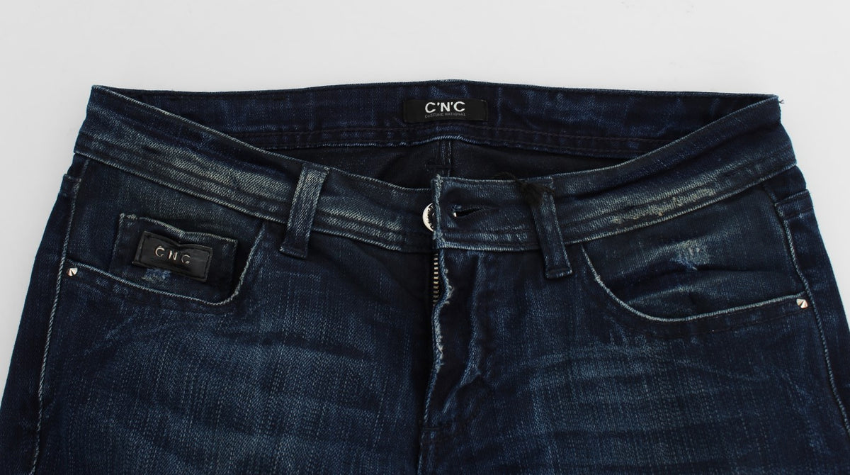 Blue wash Costume National CNC slim fit skinny jeans in cotton and polyester