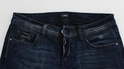 Blue wash Costume National CNC slim fit skinny jeans in cotton and polyester