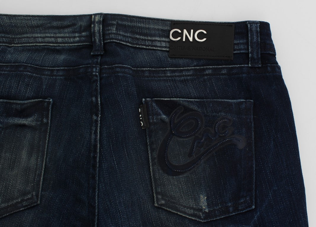 Blue wash Costume National CNC slim fit skinny jeans in cotton and polyester