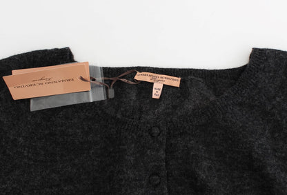 Dark gray cropped cardigan in alpaca wool, wool and polyamide