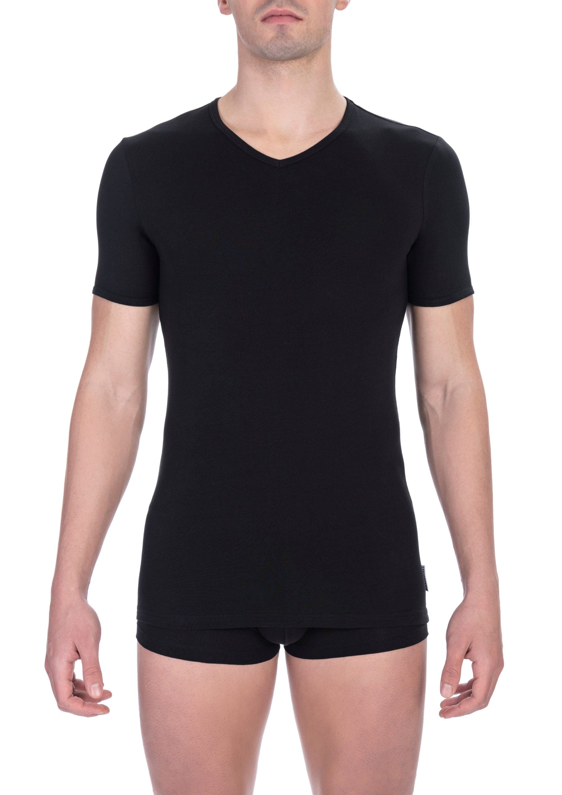 Bikkembergs black 2-pack V-neck T-shirt in cotton and elastane