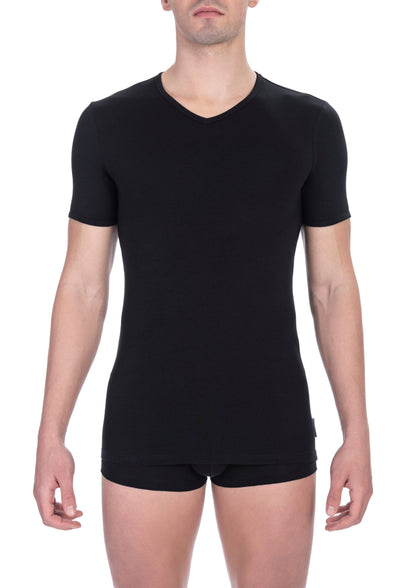 Bikkembergs black 2-pack V-neck T-shirt in cotton and elastane