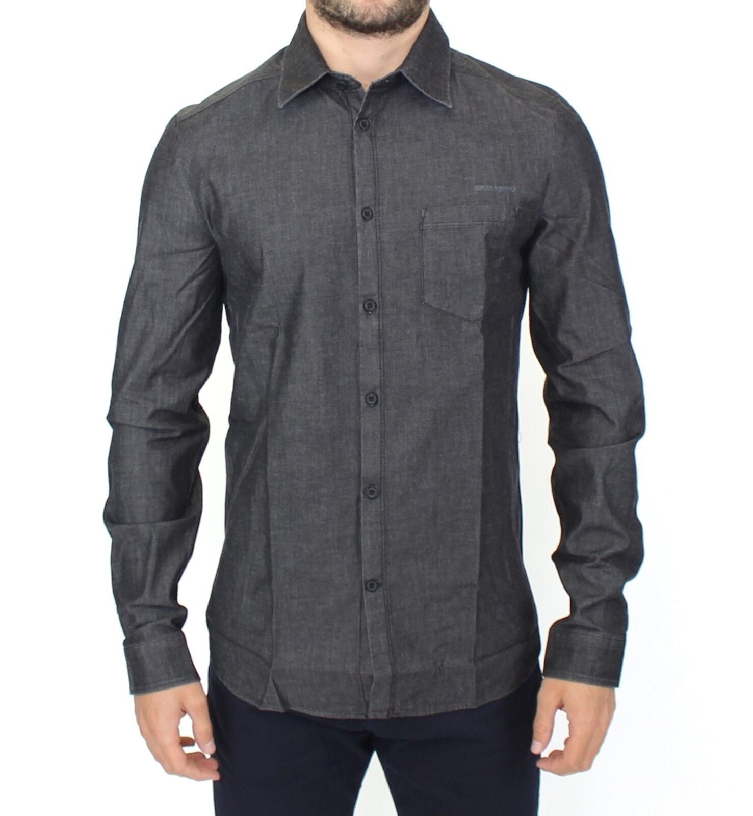 Ermanno Scervino gray denim cotton stretch shirt