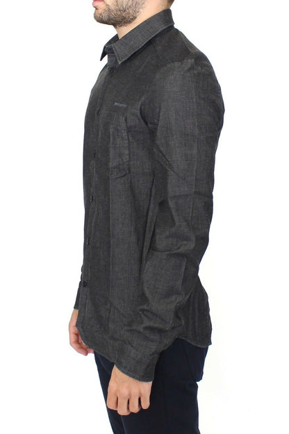 Ermanno Scervino gray denim cotton stretch shirt