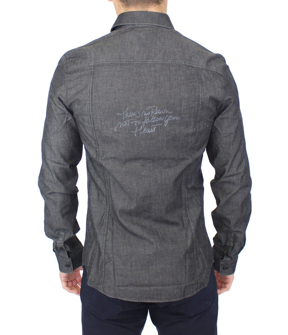 Ermanno Scervino gray denim cotton stretch shirt