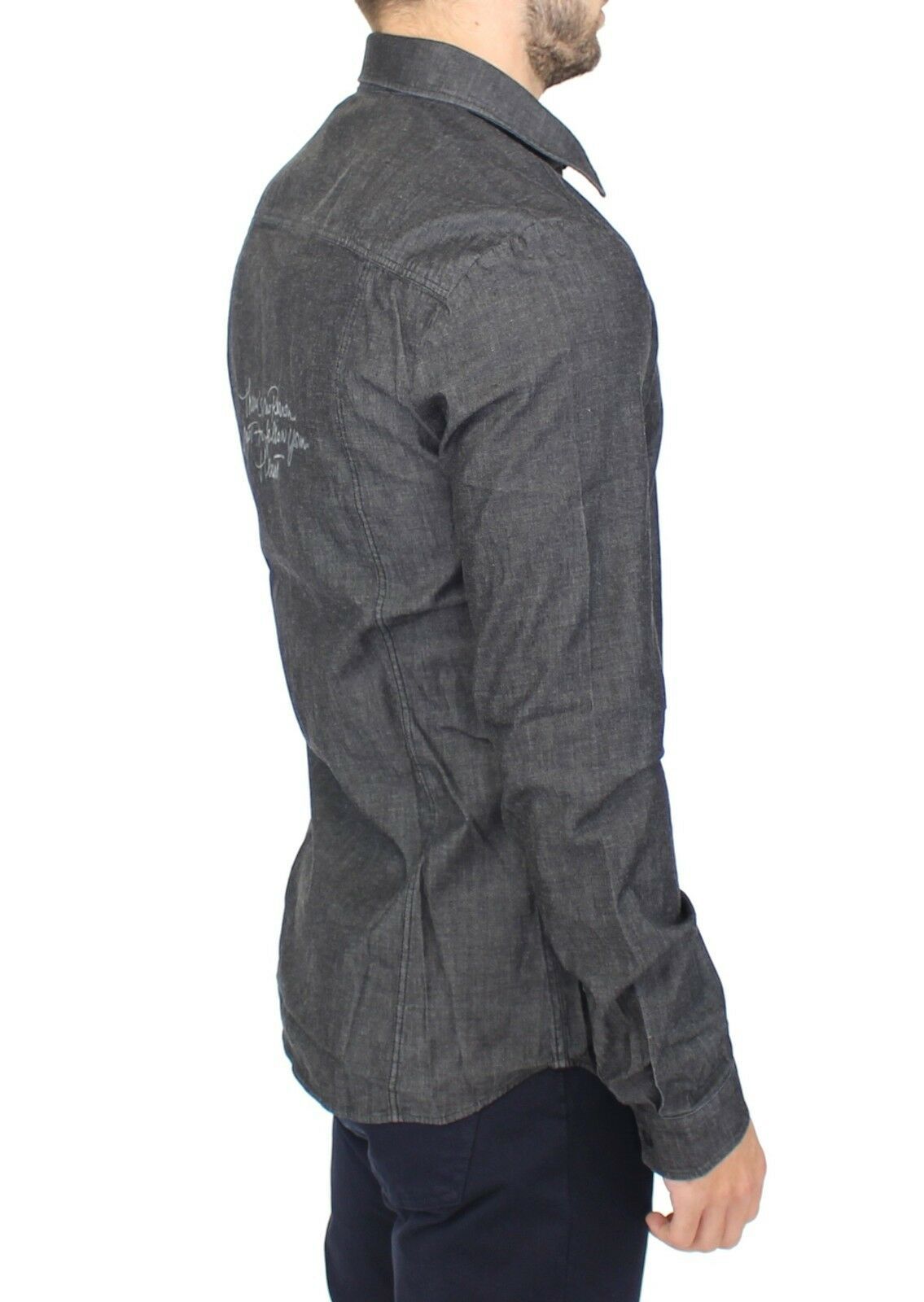 Ermanno Scervino gray denim cotton stretch shirt