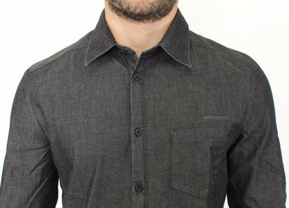 Ermanno Scervino gray denim cotton stretch shirt