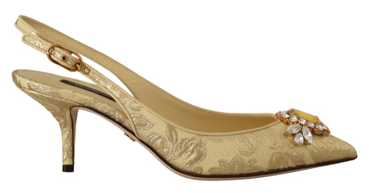 Dolce & Gabbana crystal slingback pumps – gold