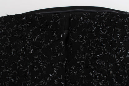 Masha Ma black strapless embellished pencil dress in virgin wool, viscose and nylon