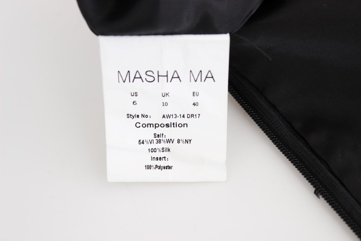 Masha Ma black strapless embellished pencil dress in virgin wool, viscose and nylon