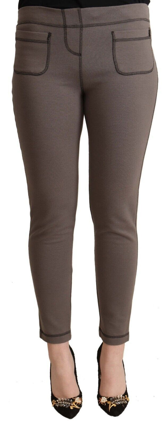 John Galliano Grey Cropped Cotton Leggings Pants