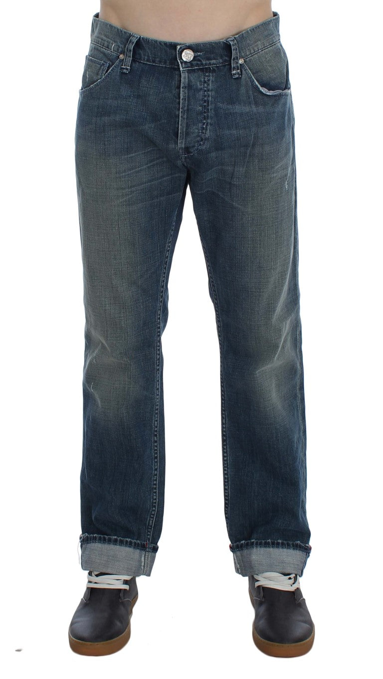 ACHT blue wash cotton denim regular fit jeans