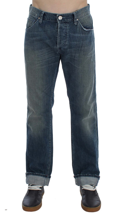 ACHT blue wash cotton denim regular fit jeans