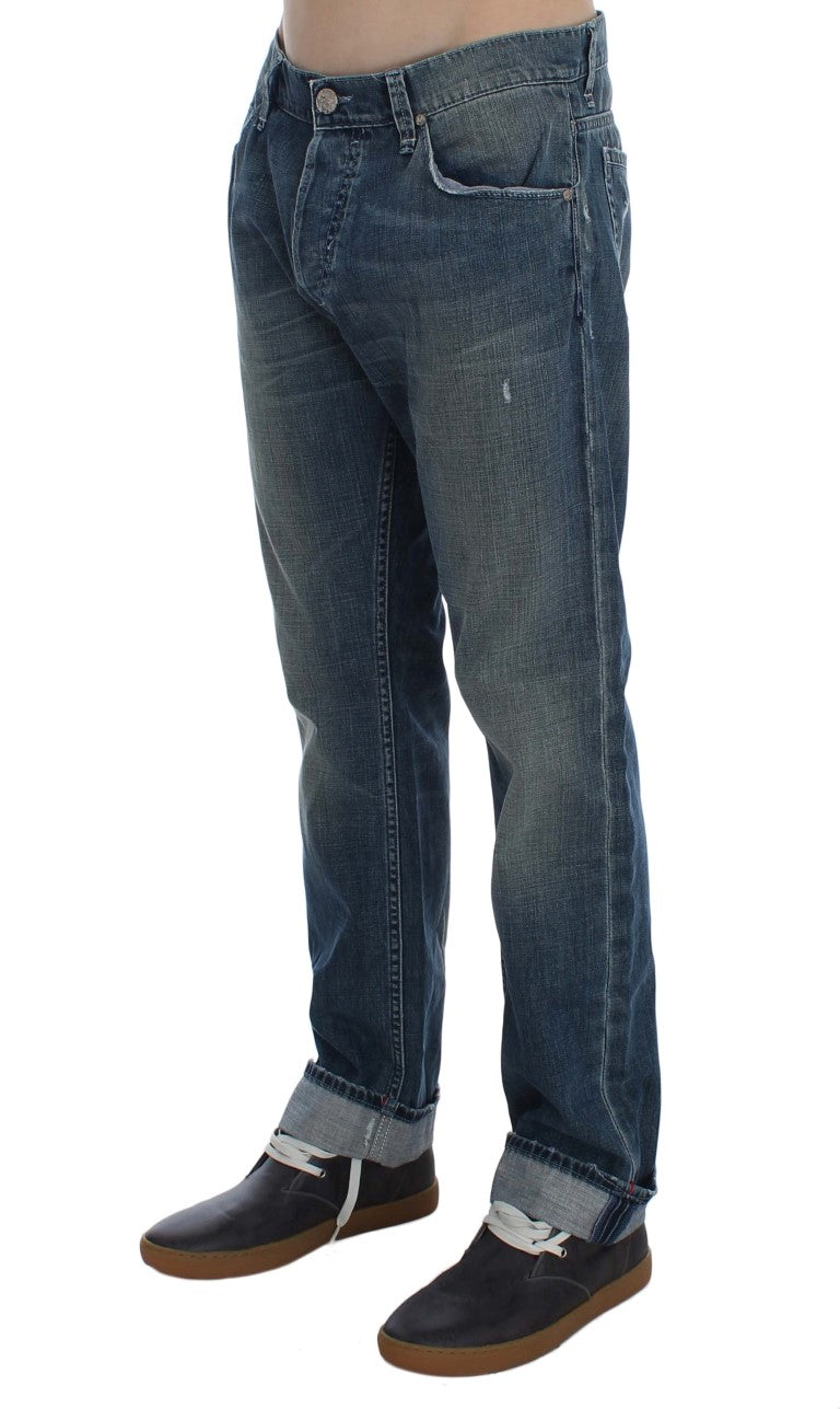 ACHT blue wash cotton denim regular fit jeans