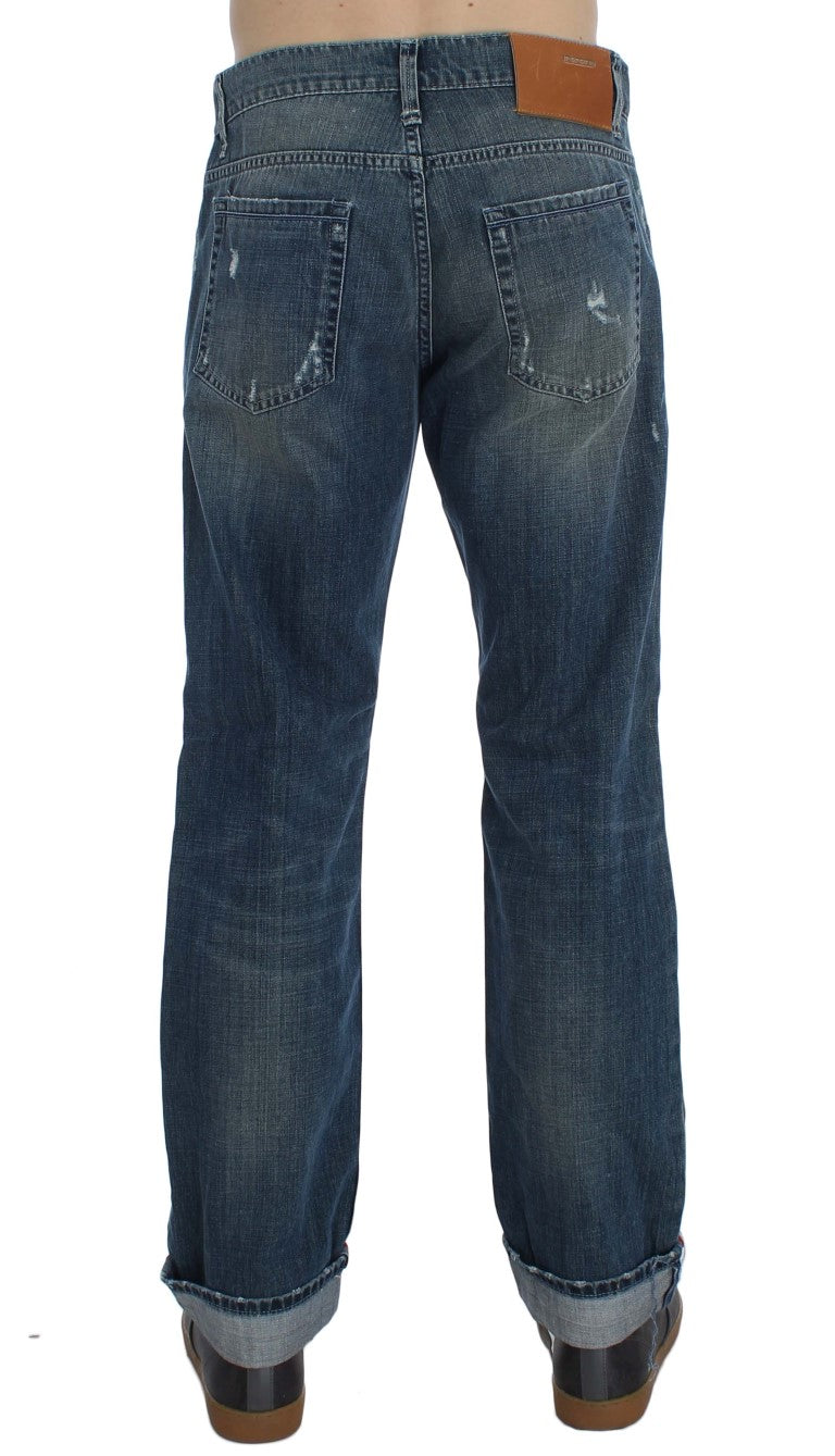 ACHT blue wash cotton denim regular fit jeans
