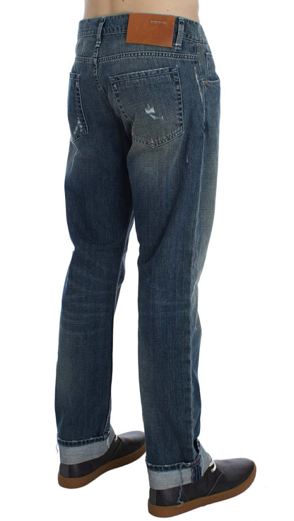 ACHT blue wash cotton denim regular fit jeans