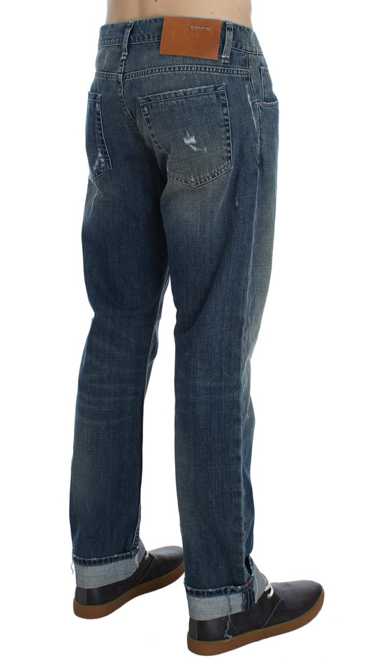 ACHT blue wash cotton denim regular fit jeans