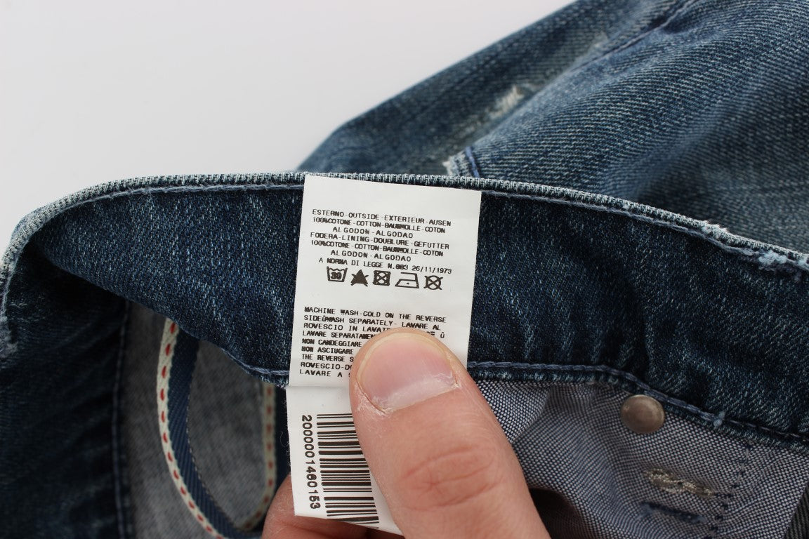 ACHT blue wash cotton denim regular fit jeans
