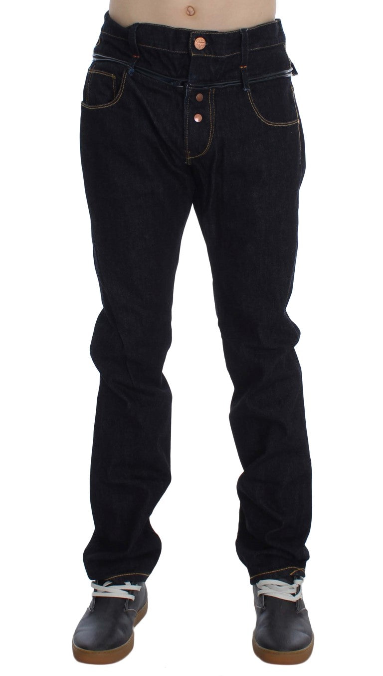 Blue ACHT cotton jeans with regular fit and straight leg