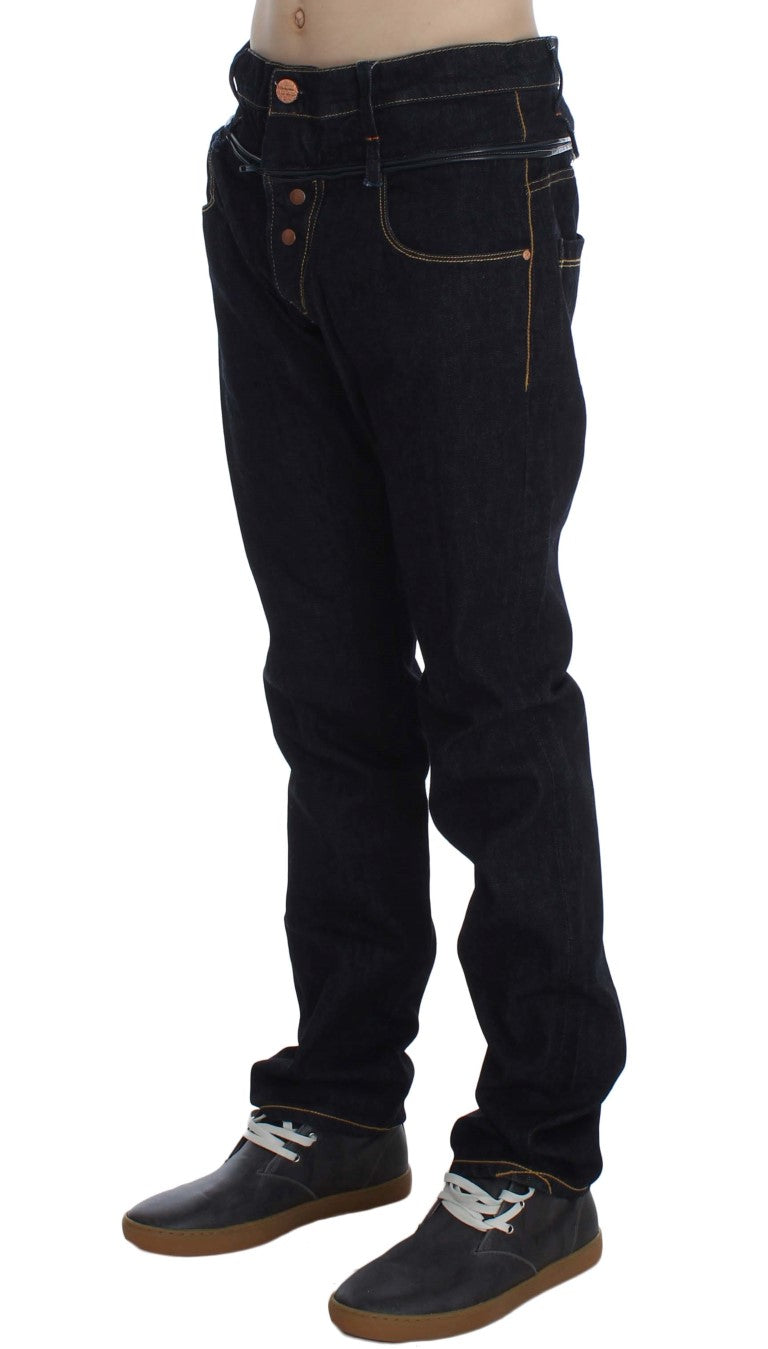 Blue ACHT cotton jeans with regular fit and straight leg