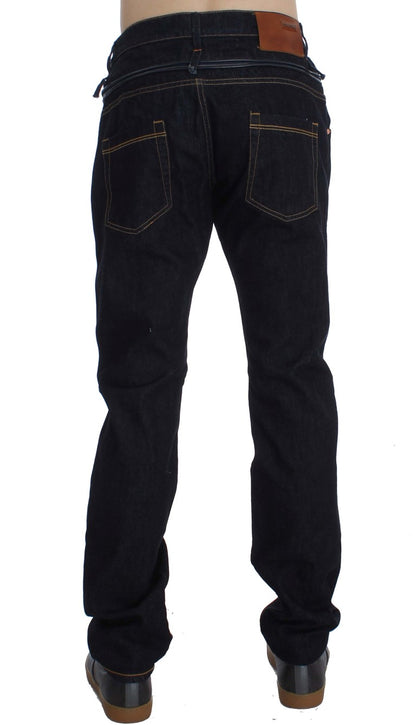 Blue ACHT cotton jeans with regular fit and straight leg