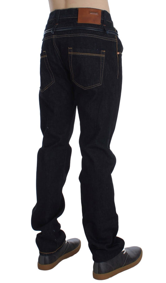 Blue ACHT cotton jeans with regular fit and straight leg