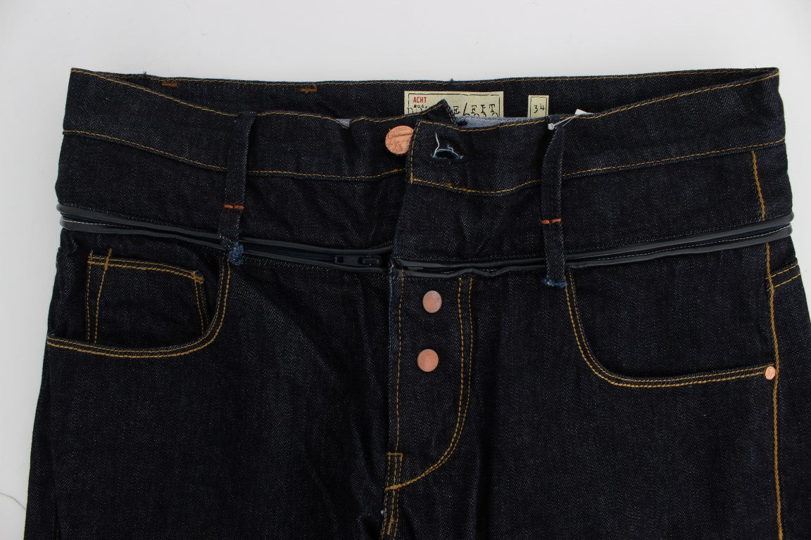 Blue ACHT cotton jeans with regular fit and straight leg