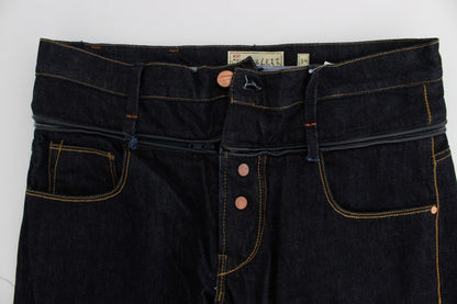 Blue ACHT cotton jeans with regular fit and straight leg