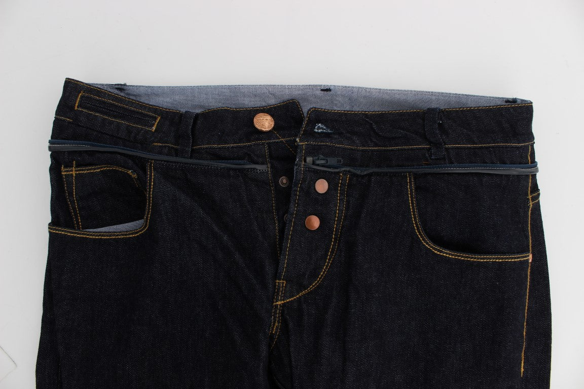 Blue ACHT cotton jeans with regular fit and straight leg