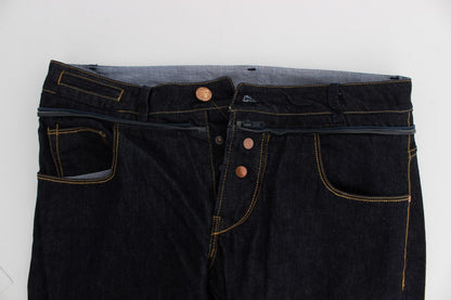 Blue ACHT cotton jeans with regular fit and straight leg