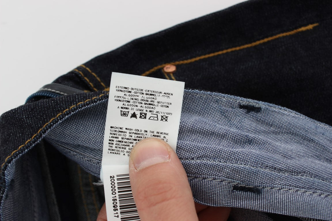 Blue ACHT cotton jeans with regular fit and straight leg