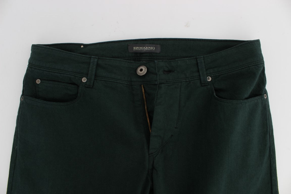 Ermanno Scervino green cotton straight-leg jeans
