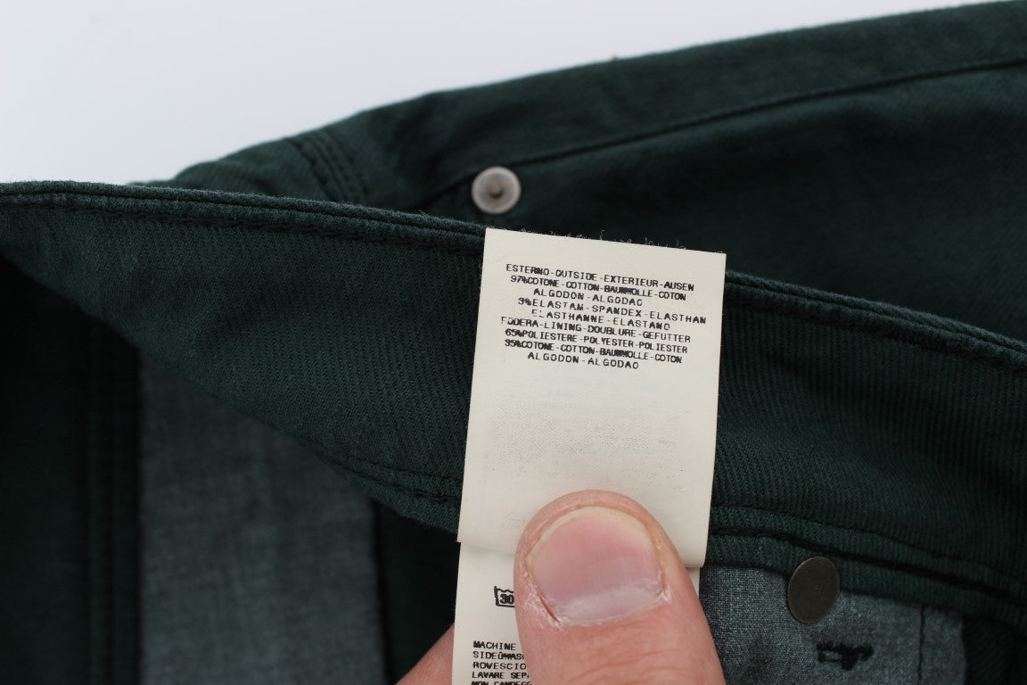 Ermanno Scervino green cotton straight-leg jeans