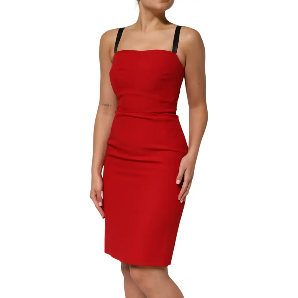 Dolce & Gabbana dristig rød stretch bodycon midi kjole, outlet mærkevare