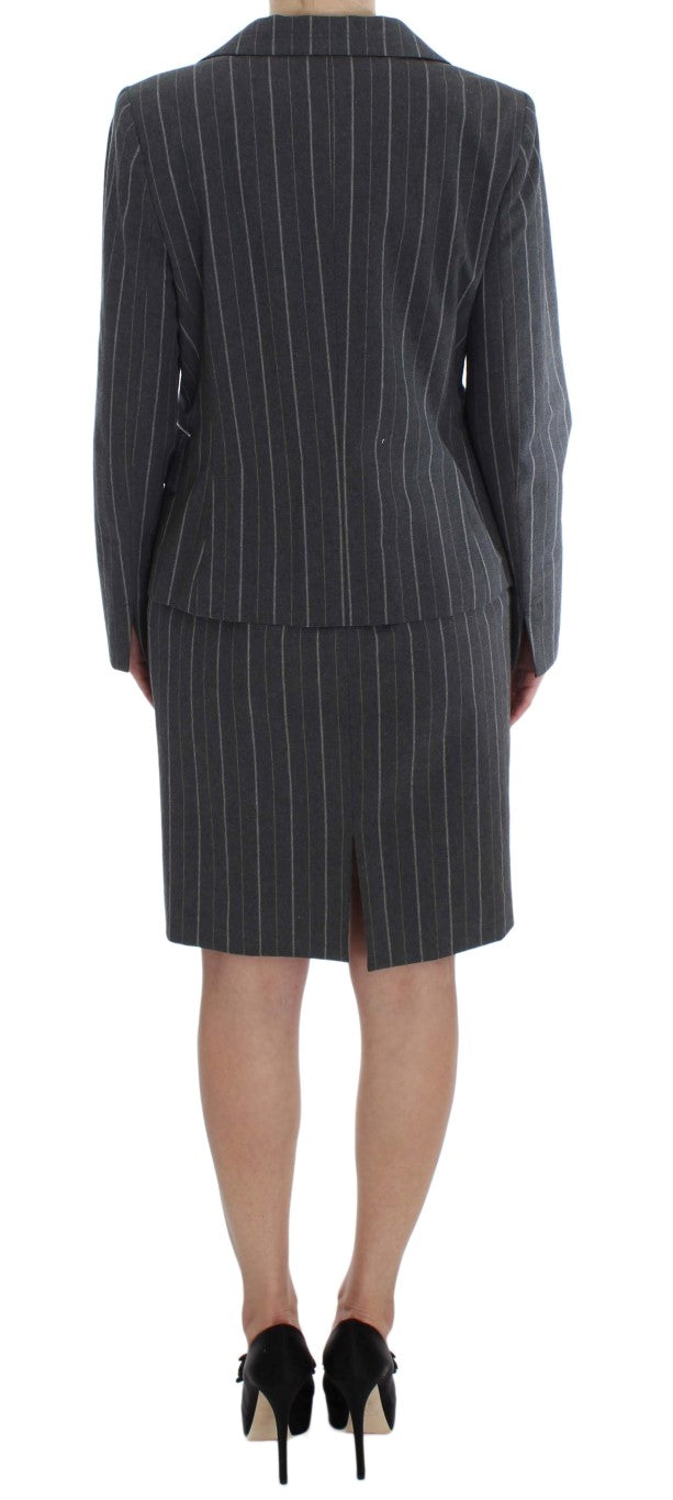 Gray striped BENCIVENGA sheath dress and blazer set in cotton stretch