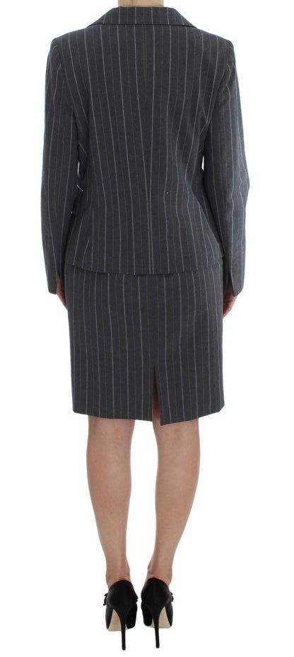 Gray striped BENCIVENGA sheath dress and blazer set in cotton stretch