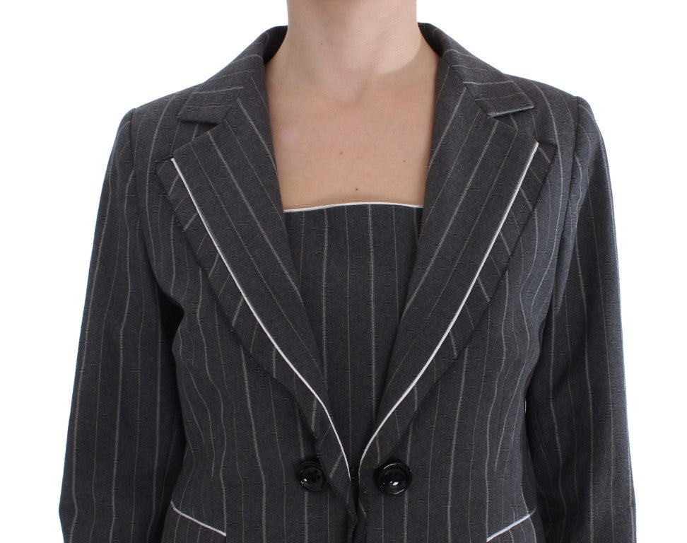Gray striped BENCIVENGA sheath dress and blazer set in cotton stretch