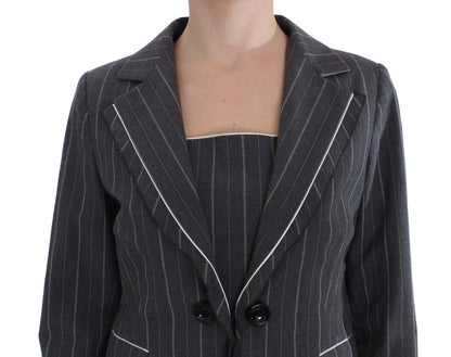 Gray striped BENCIVENGA sheath dress and blazer set in cotton stretch