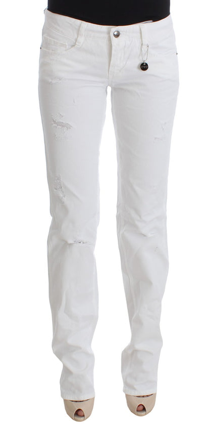 White CoSTUME NATIONAL C’N’C cotton slim fit bootcut jeans