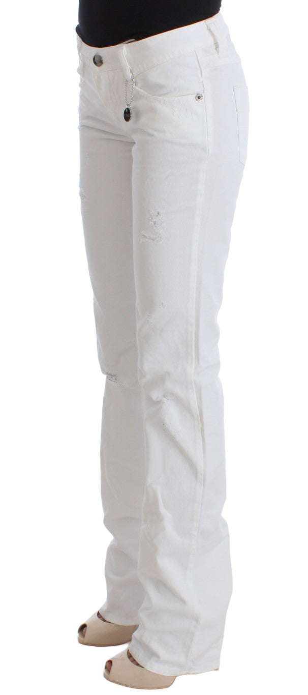 White CoSTUME NATIONAL C’N’C cotton slim fit bootcut jeans