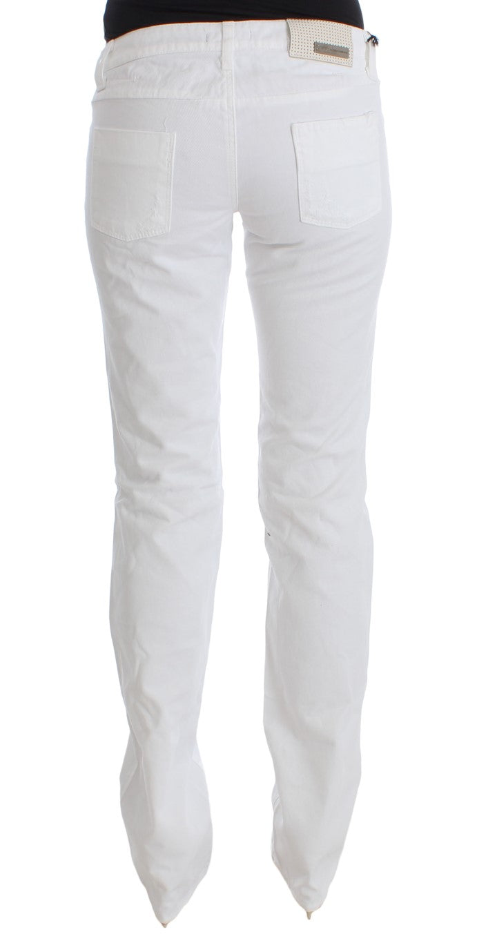 White CoSTUME NATIONAL C’N’C cotton slim fit bootcut jeans
