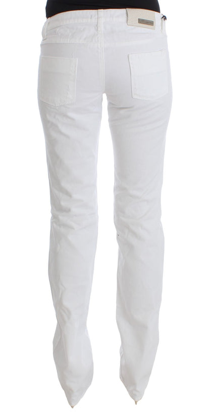 White CoSTUME NATIONAL C’N’C cotton slim fit bootcut jeans