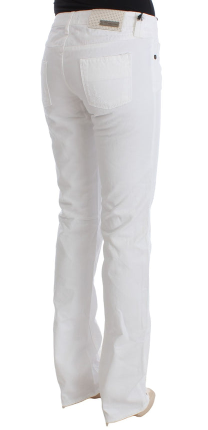 White CoSTUME NATIONAL C’N’C cotton slim fit bootcut jeans