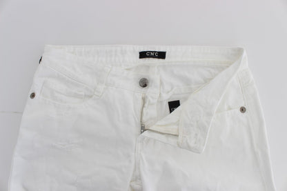 White CoSTUME NATIONAL C’N’C cotton slim fit bootcut jeans