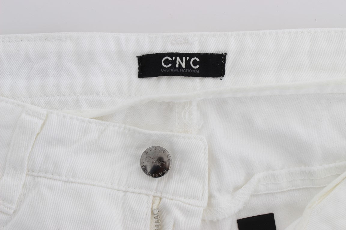 White CoSTUME NATIONAL C’N’C cotton slim fit bootcut jeans