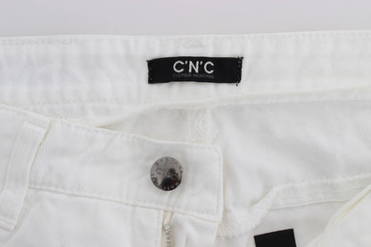 White CoSTUME NATIONAL C’N’C cotton slim fit bootcut jeans