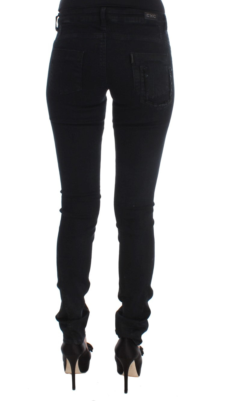 Black slim fit cotton denim jeans by CoSTUME NATIONAL C’N’C