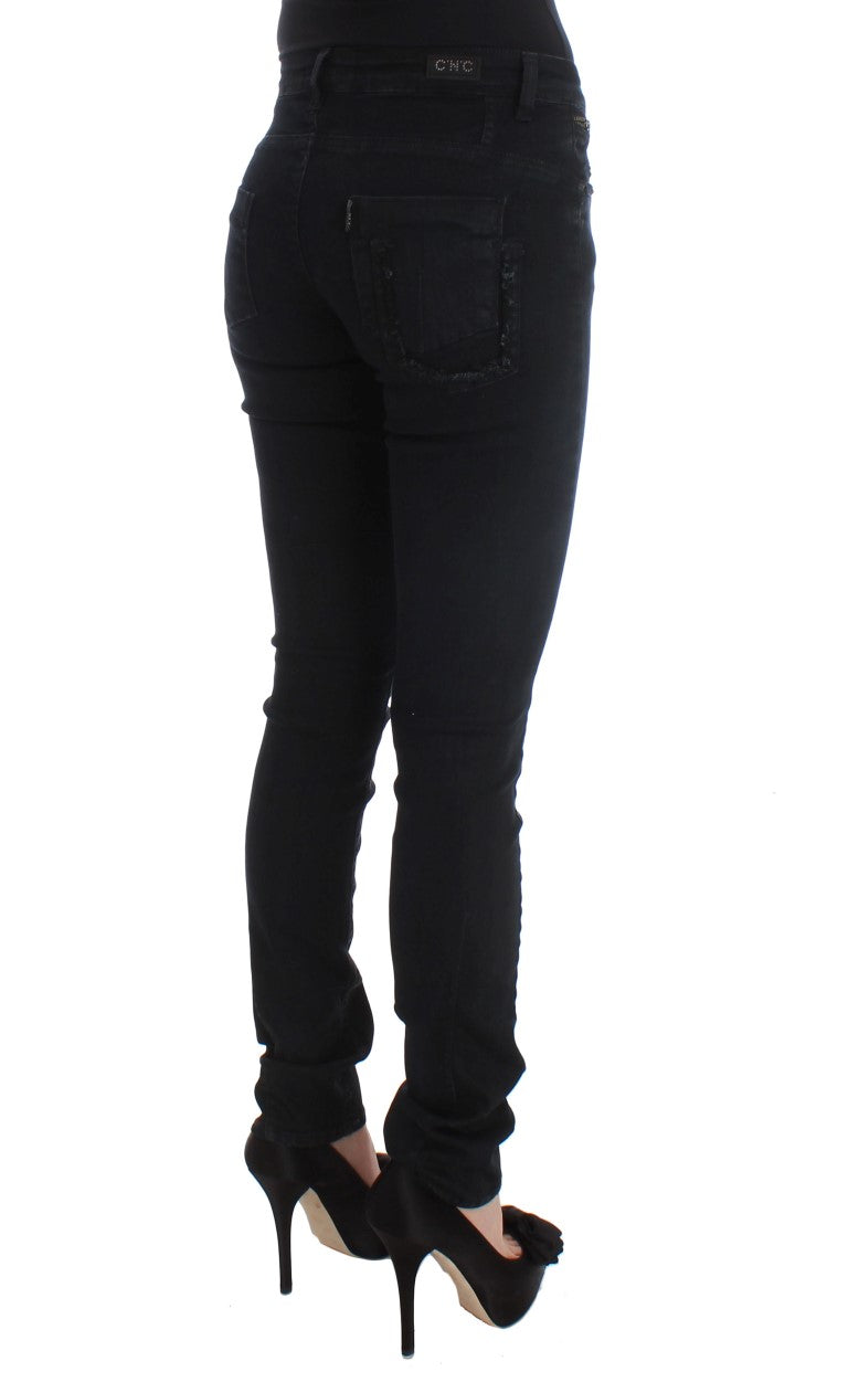 Black slim fit cotton denim jeans by CoSTUME NATIONAL C’N’C